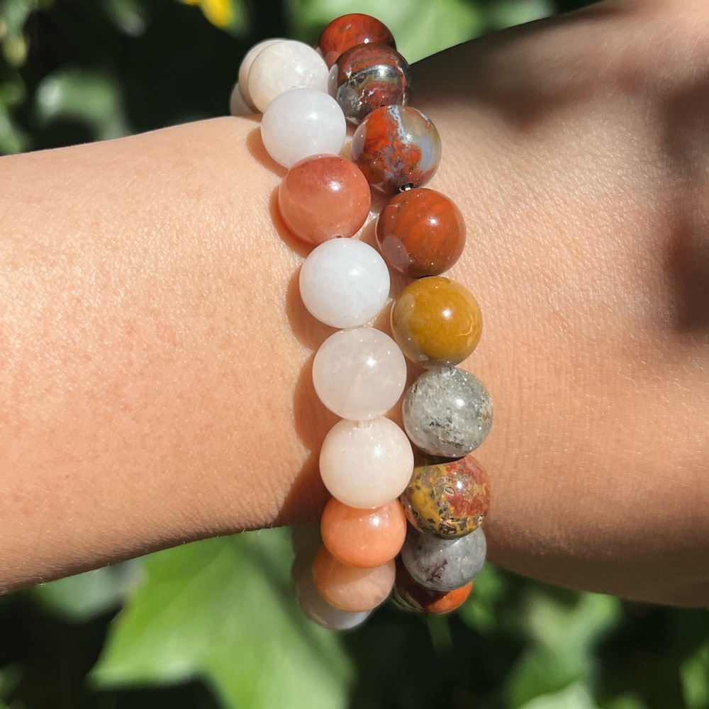 10mm orange aventurine red garden jasper bracelets‎